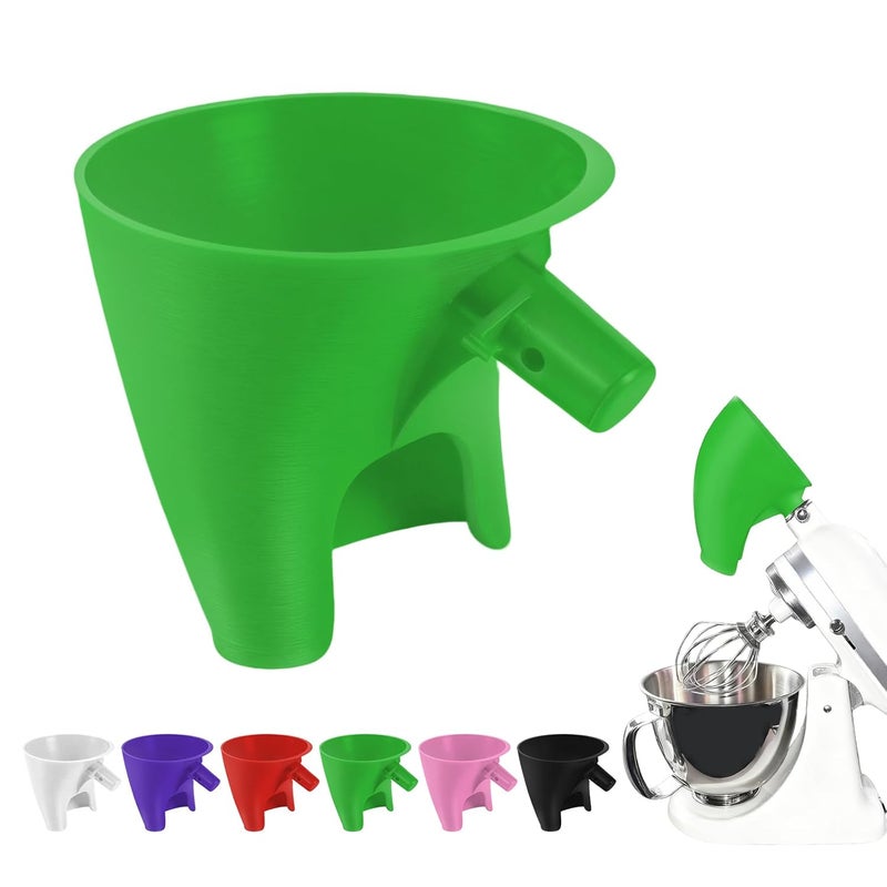 POMFAEE Flour Funnel for Kitchen Aid Mixer, Stand Mixer Attachment, Plastic Powder Funnel with Easy-Pour, Prevents Spills and Messes,Easy Pouring Design for Egg Liquid and Both Flour（Green） - Image 1